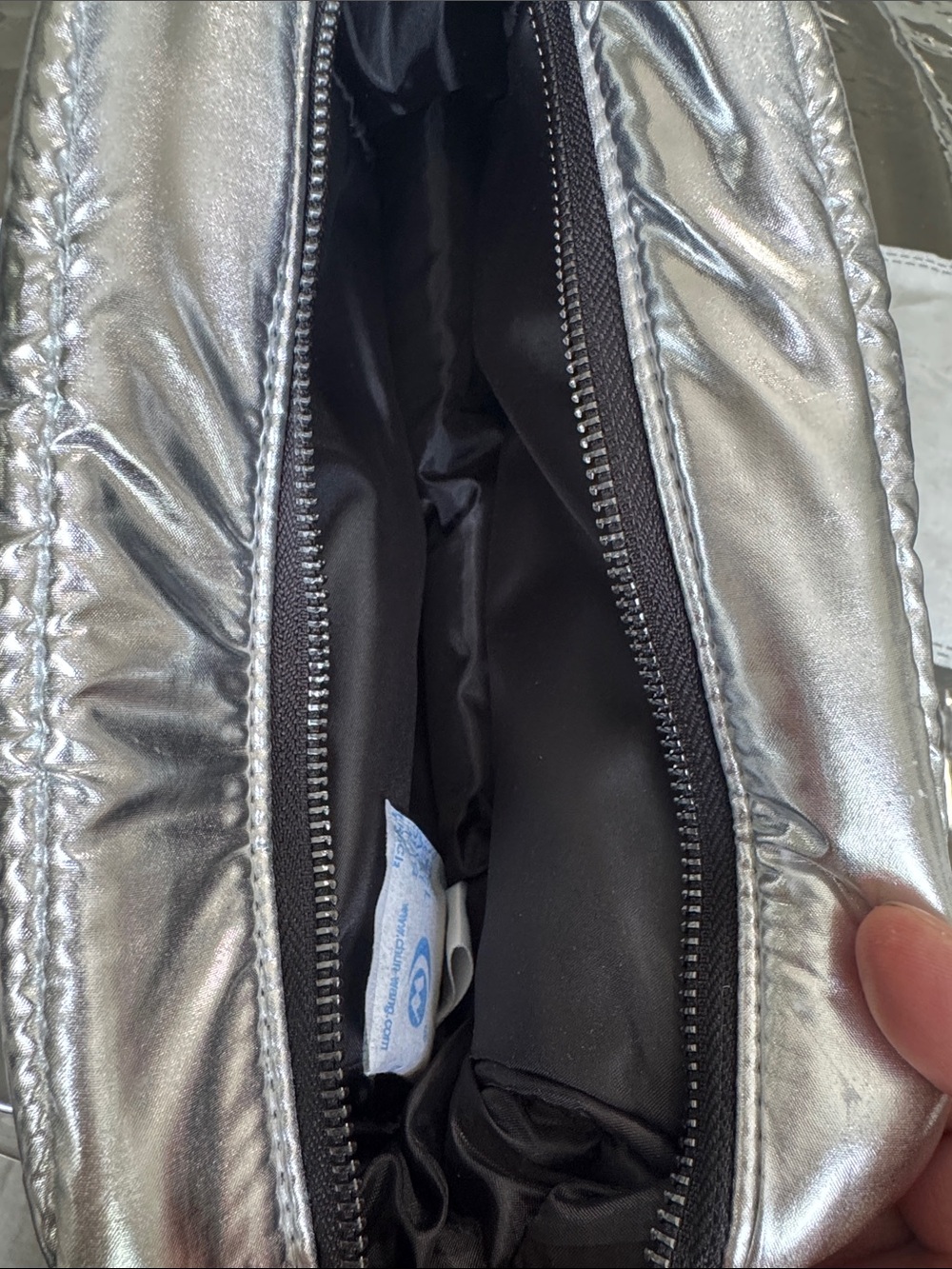 Moncler Metallic Silver Quilted Wristlet Clutch - Picture 2 of 5